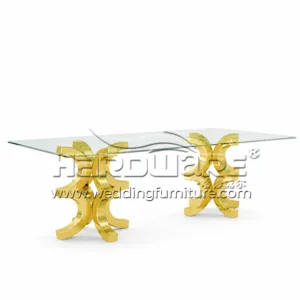 Event Party Glass Stainless Steel Hotel Table