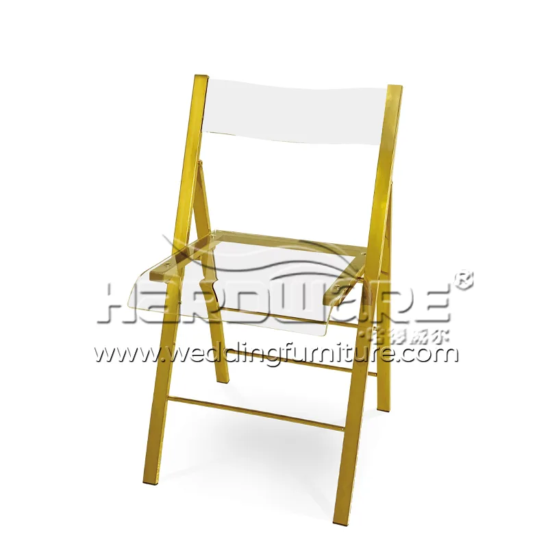 Gold Frame Clear Folding Chair