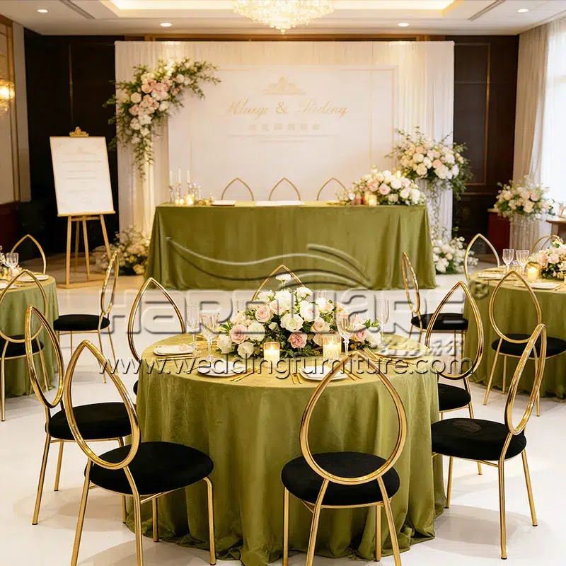 Modern Teardrop Gold Banquet Chair
