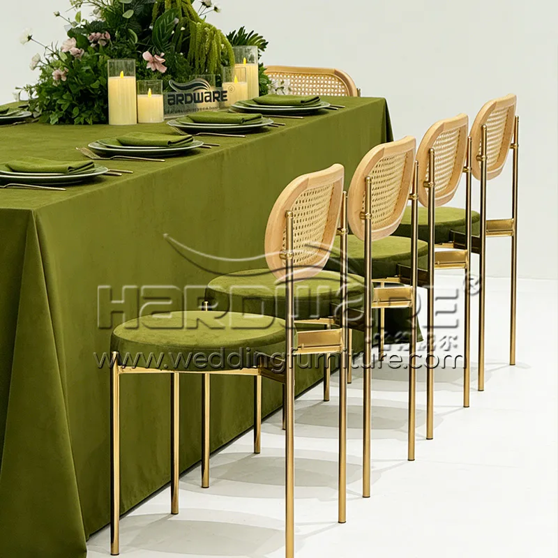 Wood Back Chair with Green Velvet Cushion Seat