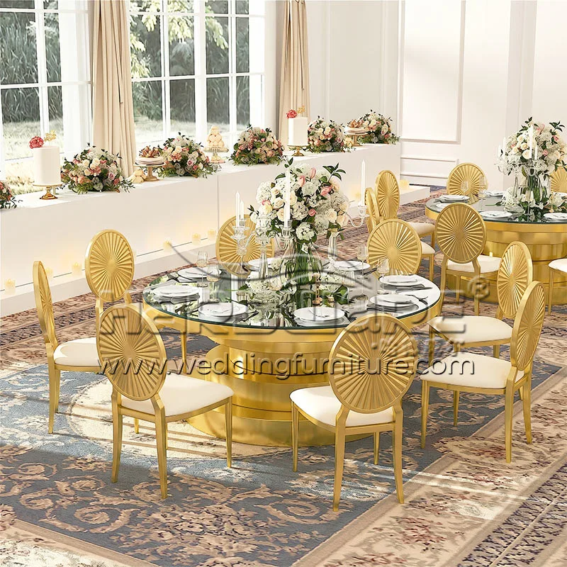 Sunburst Back Wedding Chairs Stainless Steel Furniture