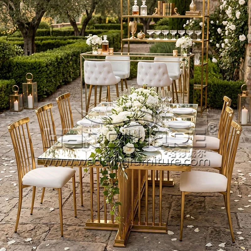 Vertical Tube Wedding Table with Vertical Back Chairs