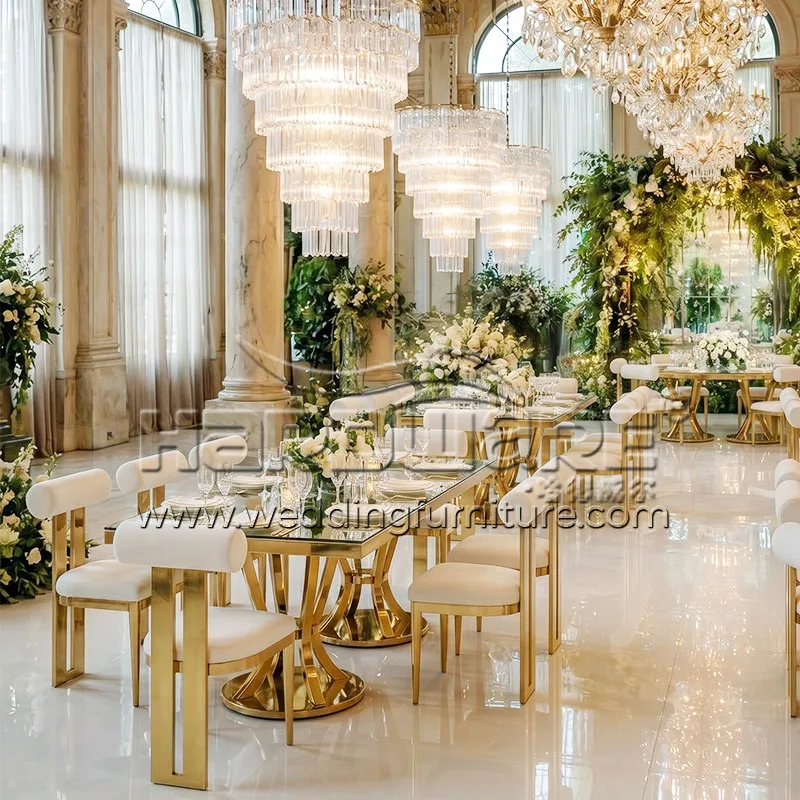 Mirror Top Wedding Table with Unique Design Base
