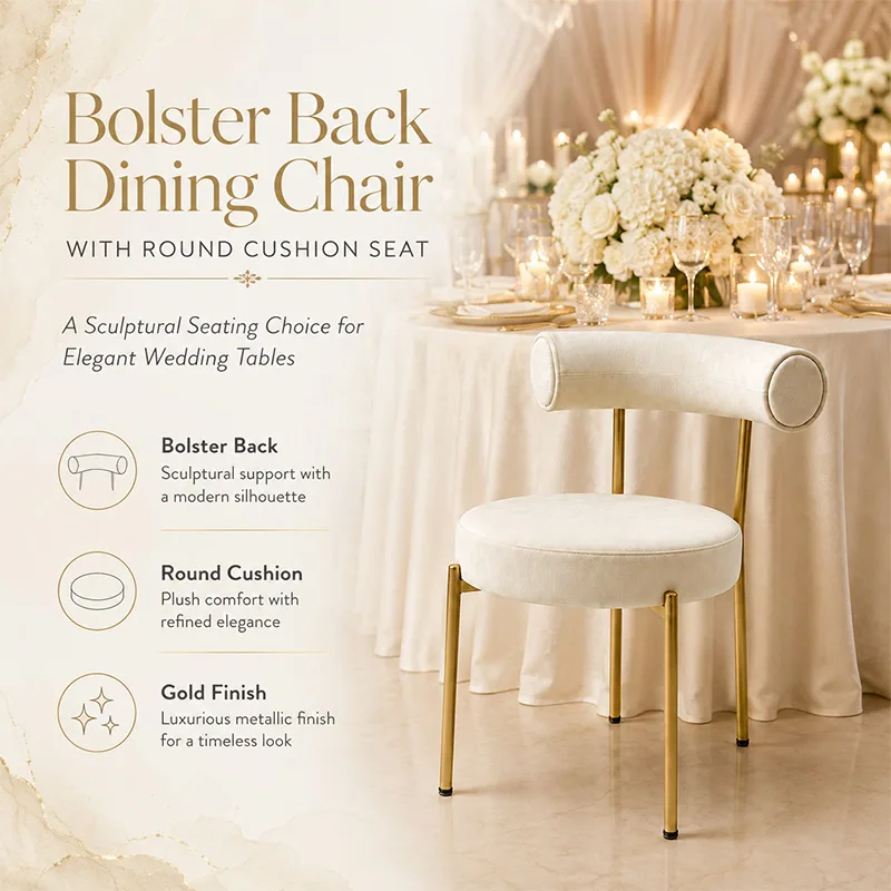 Bolster Back Dining Chair with Round Cushion Seat